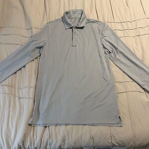 Men's Gray Long-Sleeve Polo Shirt